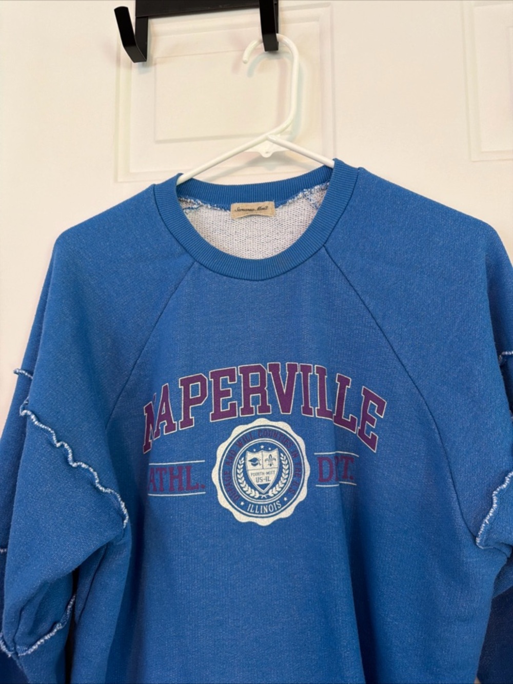 Naperville Blue Graphic Crop Sweatshirt - Vintage Athletic Style